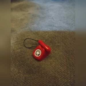 Red Miniature Rotary Metal Phone